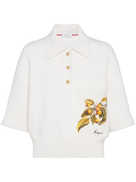 Ferragamo botanical-motif polo shirt - White - zdjęcie produktu nr 1