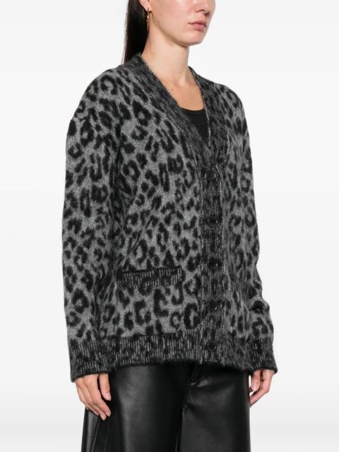 ANINE BING Banks animal-pattern cardigan - Grey