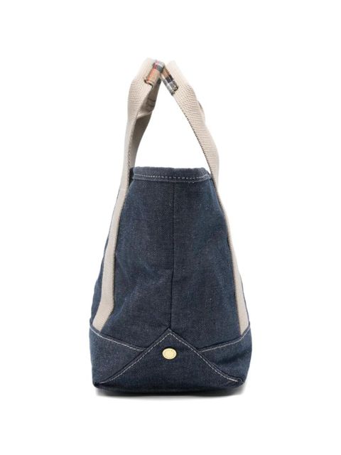 Barbour mini Mya tartan-detail denim tote bag - Blue