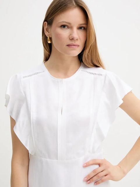 BOSS sukienka kolor beżowy mini prosta 50537402