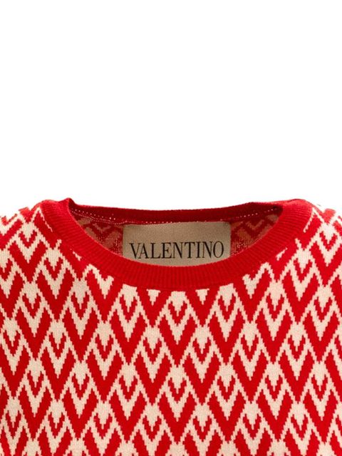 Valentino Garavani Toute La V-pattern short-sleeved knit top - Red