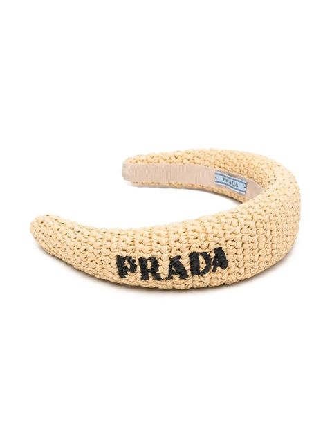 Prada logo-embroidered headband - Neutrals - zdjęcie produktu nr 2