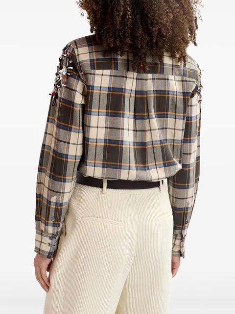 Essentiel Antwerp floral-appliqué shirt - Brown