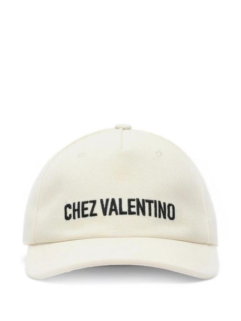 Valentino Garavani Chez Valentino Cotton Baseball Cap With Embroidery - Neutrals - zdjęcie produktu nr 1