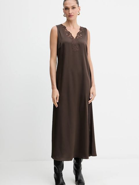 Weekend Max Mara sukienka CANOSSA kolor brązowy maxi prosta 2525226011600 - zdjęcie produktu nr 1