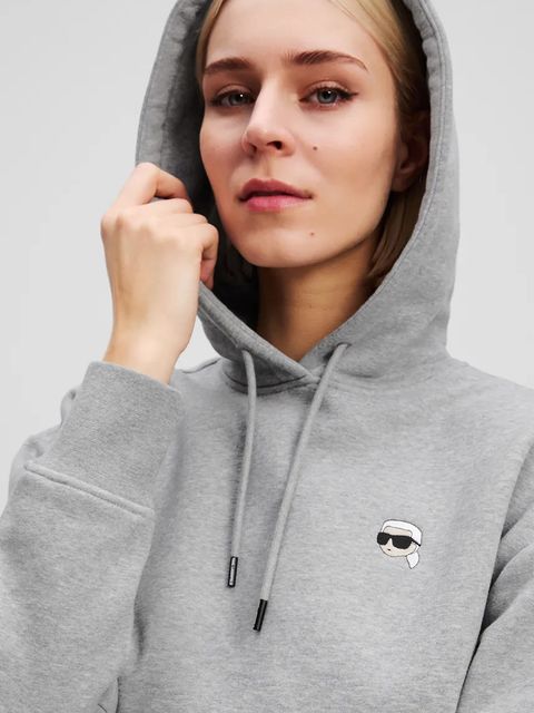 Karl Lagerfeld bluza bawełniana IKON damska kolor szary z kapturem melanżowa A3W20053 - zdjęcie produktu nr 2