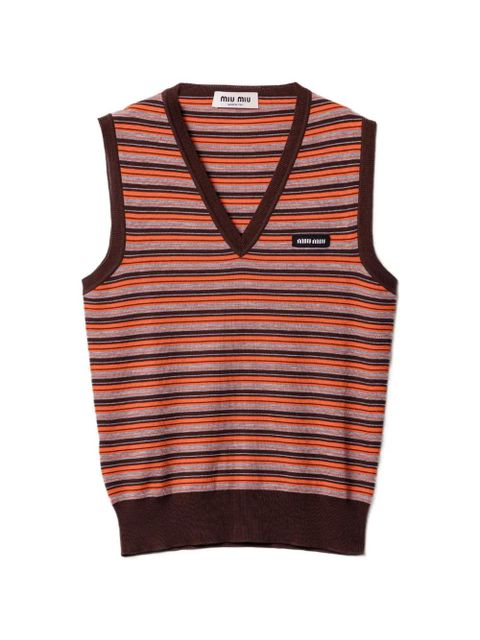 Miu Miu striped V-neck vest - Orange - zdjęcie produktu nr 1