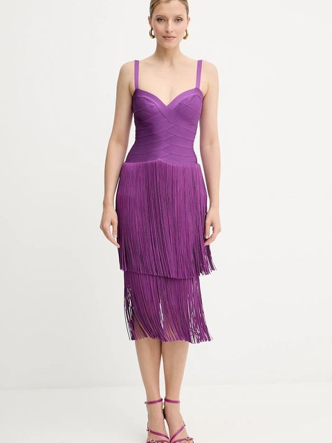 Herve Leger sukienka Georgia kolor fioletowy mini dopasowana FRI8525605