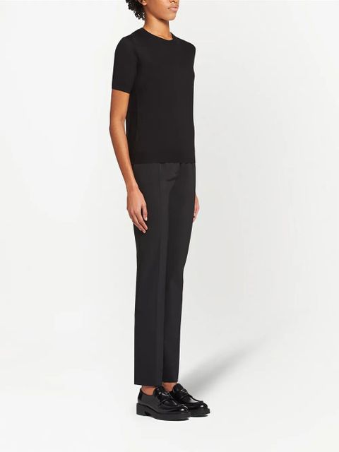 Prada logo-embroidered wool jumper - Black