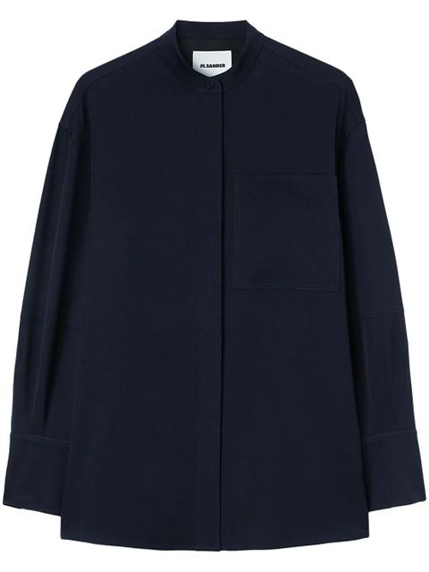 Jil Sander collarless button-front shirt - Blue - zdjęcie produktu nr 1