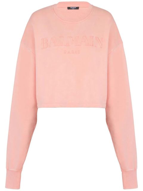 Balmain logo-embroidered cotton sweatshirt - Pink - zdjęcie produktu nr 1