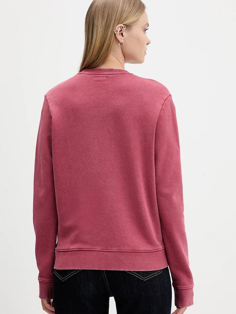 Guess Jeans bluza bawełniana damska kolor różowy gładka W5BQ17 KCPR1