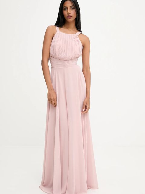 Answear.LAB sukienka kolor różowy maxi rozkloszowana