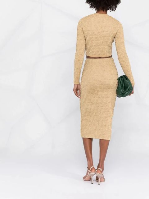 FENDI FF-motif pencil skirt - Gold - zdjęcie produktu nr 2