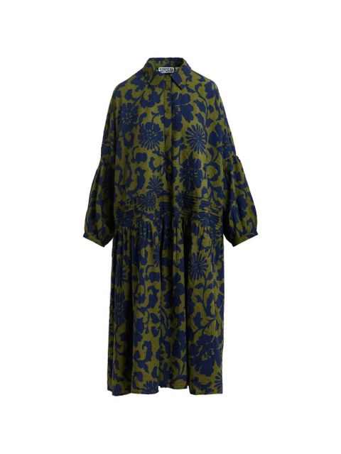 Essentiel Antwerp floral-print pleated shirt dress - Green - zdjęcie produktu nr 1