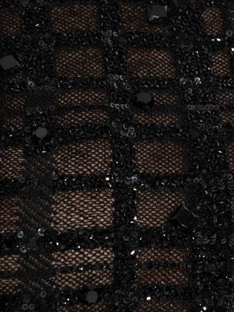 Balmain beaded checked dress - Black