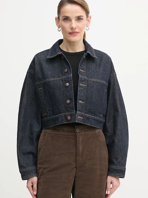 Calvin Klein Jeans kurtka jeansowa kolor granatowy przejściowa oversize LV047D700G