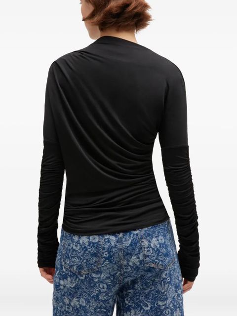 GANNI ruched jersey top - Black - zdjęcie produktu nr 2