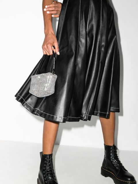 Alexander Wang medium Wangloc rhinestone-embellished clutch bag - Metallic