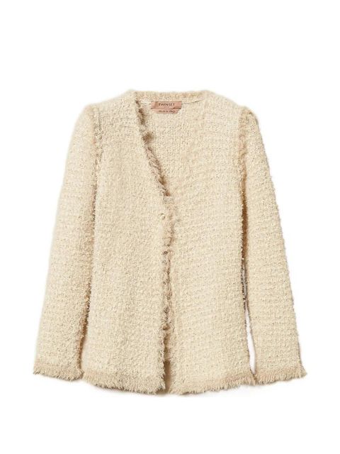 TWINSET frayed bouclé jacket - Neutrals - zdjęcie produktu nr 1