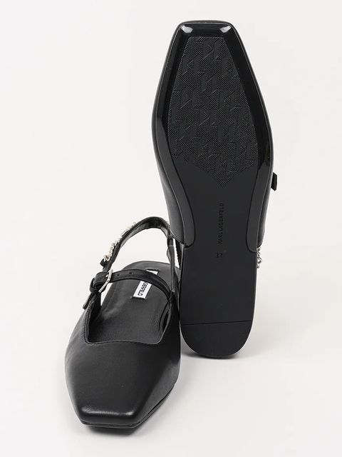 Karl Lagerfeld baleriny skórzane KONNIE kolor czarny z odkrytą piętą KL40181