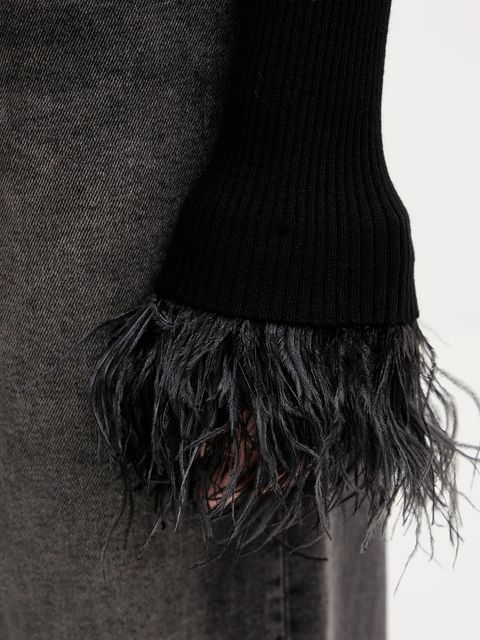 Aniye By sweter damski kolor czarny lekki z golfem 181051