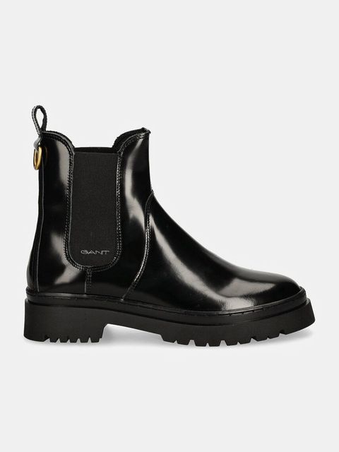 Gant sztyblety skórzane Aligrey damskie kolor czarny na płaskim obcasie 29551762 G00