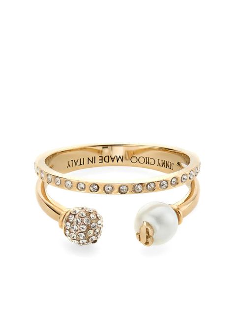 Jimmy Choo logo-engraved double ring - Gold - zdjęcie produktu nr 1