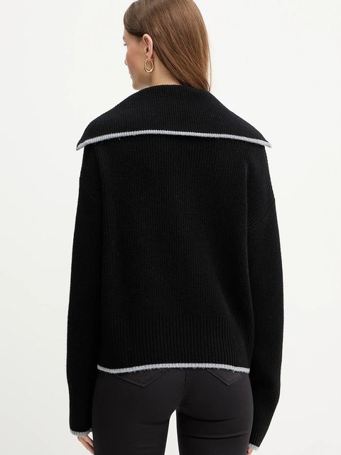 Pinko sweter z dodatkiem wełny damski kolor czarny z półgolfem 105448 A2Q9