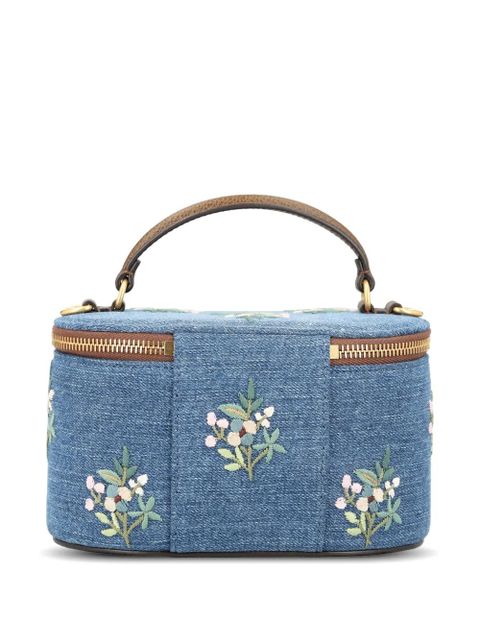 Valentino Garavani Vanity floral-embroidered denim tote bag - Blue - zdjęcie produktu nr 2