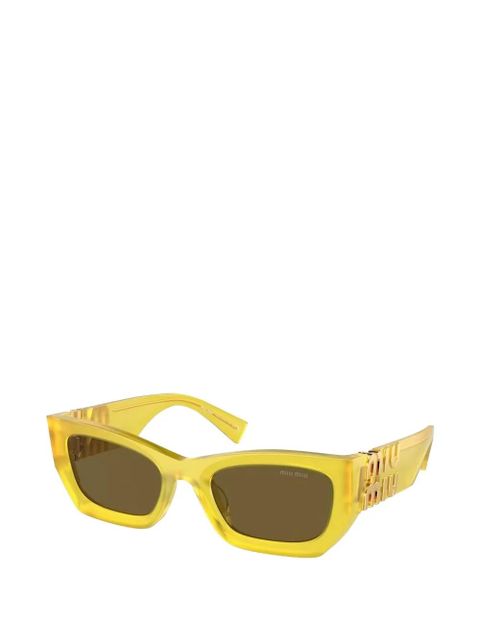 Miu Miu logo-plaque rectangle-frame sunglasses - Yellow - zdjęcie produktu nr 2