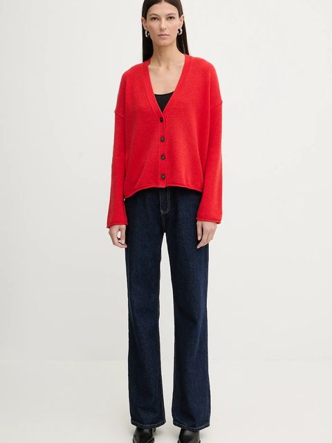 Marc O'Polo kardigan wełniany damski kolor czerwony 600605461119 - zdjęcie produktu nr 2