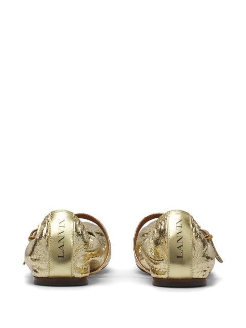 Lanvin logo-tag leather ballerinas - Gold