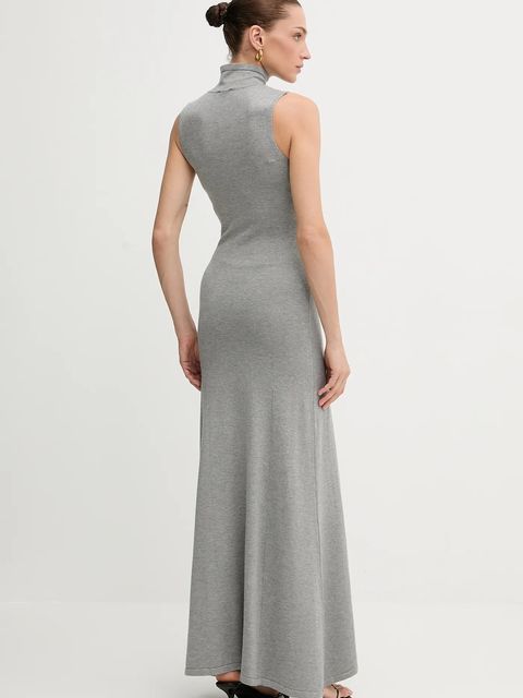 Bardot sukienka kolor szary maxi rozkloszowana 60085DB