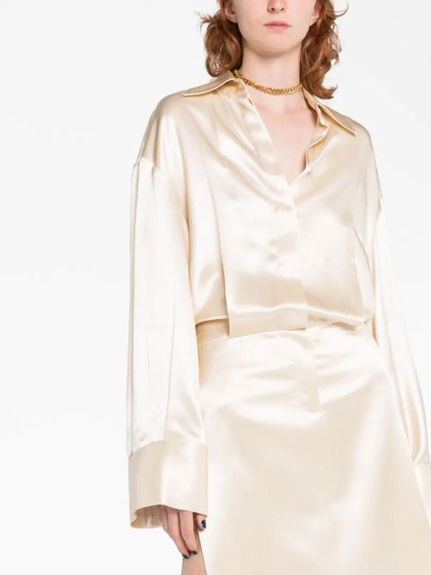 The Attico Charla satin shirtdress - Neutrals
