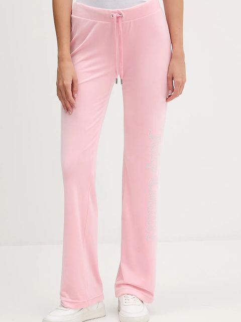 Juicy Couture spodnie dresowe welurowe damskie kolor różowy gładkie JCWBJ225311 - zdjęcie produktu nr 1