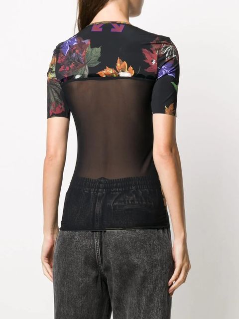 Off-White floral-print stretch-fit T-shirt - 1084 BLACK MULTICOLOR