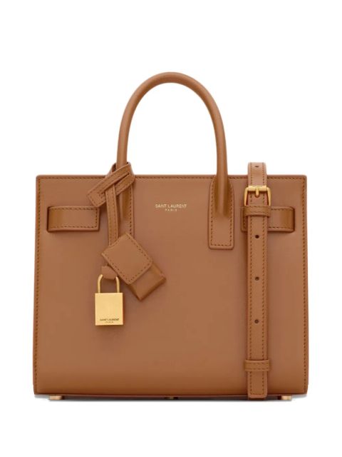Saint Laurent Sac de Jour nano leather padlock tote bag - Brown - zdjęcie produktu nr 1