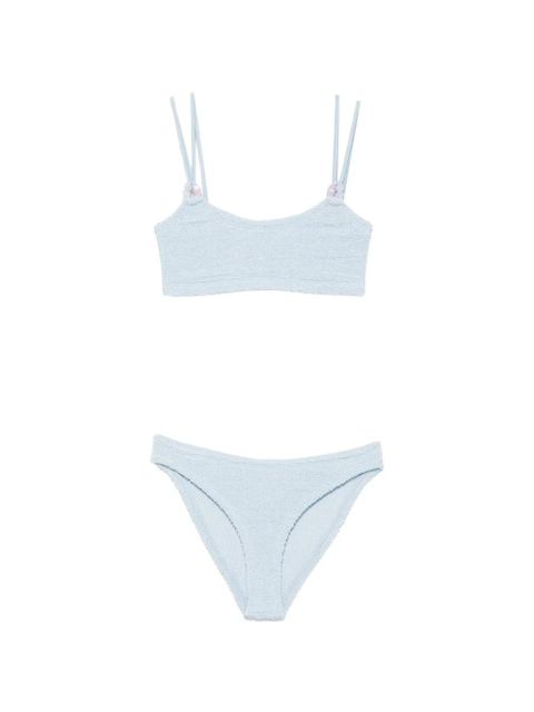 Hunza G Cassie beaded crinkle-effect bikini - Blue - zdjęcie produktu nr 1