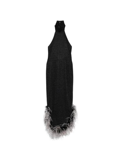 Oséree feather-trim midi dress - Black - zdjęcie produktu nr 1