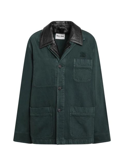 Miu Miu single-breasted logo-embroidered jacket - Green - zdjęcie produktu nr 1