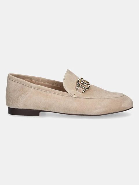 Guess mokasyny zamszowe MARTYNAS damskie kolor beżowy na płaskim obcasie FLPMAR SUE14