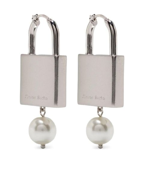 Simone Rocha padlock pearl-embellished earrings - Silver - zdjęcie produktu nr 1