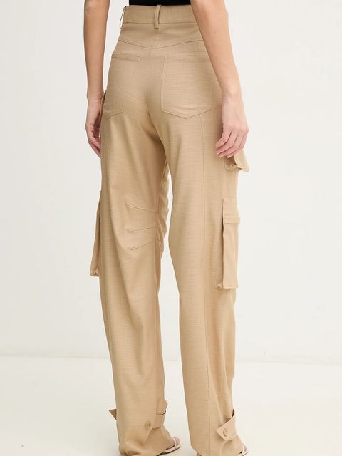 Simona Corsellini spodnie damskie kolor zielony proste high waist P25CPPA017