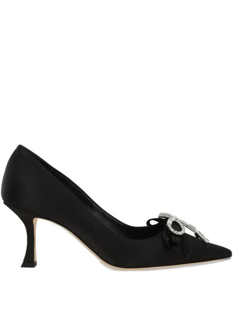 Jimmy Choo Auria crystal-bow pumps - Black