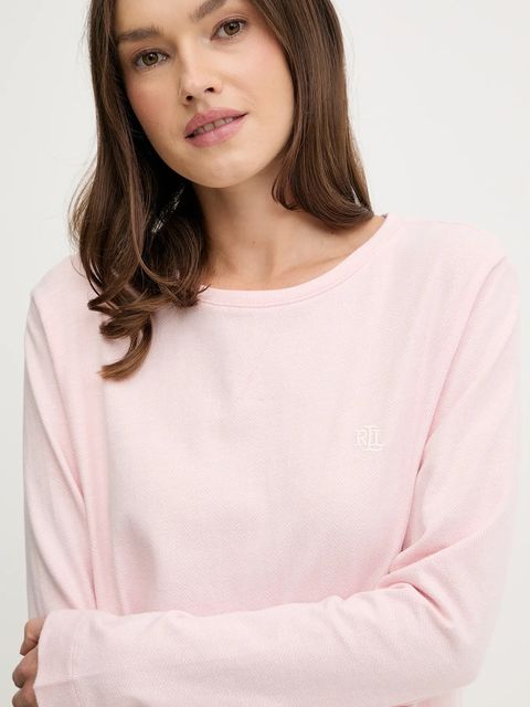 Lauren Ralph Lauren piżama bawełniana damska kolor różowy bawełniana ILN72453