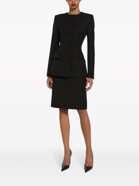 Dolce & Gabbana single-breasted collarless blazer - Black