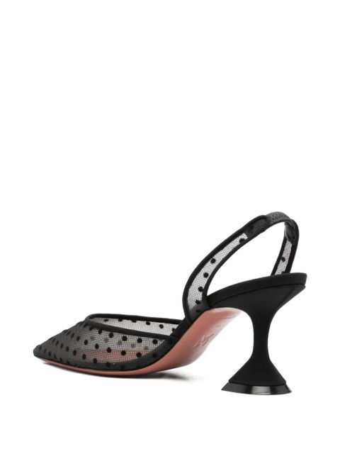 Amina Muaddi 70mm polka-dot pattern sling-back pumps - Black - zdjęcie produktu nr 2