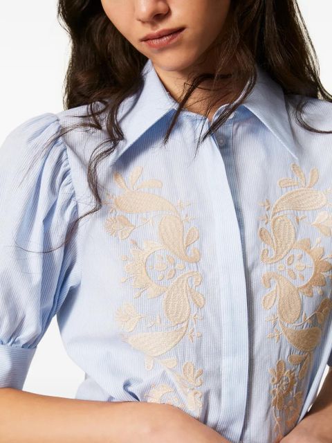 TWINSET pinstripe embroidered shirt - Blue