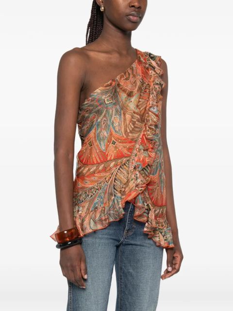 ETRO ruffled paisley top - Orange